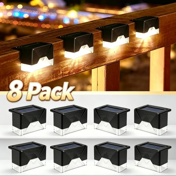 Tapvos Solar Deck Lights Outdoor 8 Pack Solar Step Light Waterproof Led Light for Outdoor Stairs Step Fence Yard Pathway and Patio