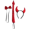 thumbnail image 2 of FELTECHELECTR 1 juego de accesorios para cosplay de diablo de Halloween, diadema de cuerno de buey, pajarita y cola, 2 of 7