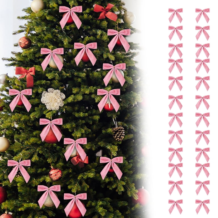 50-Pack Pink Satin Ribbon Bows With Twist Ties - 3.5 Inch Gift Wrapping Decorations