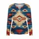 thumbnail image 2 of TaTaai Retro Printed T-Shirt Soft Loose Women's Fashion Casual Western Print Round Neck Long Sleeve Button Detail Spring Daily Versatile Top Gift, 2 of 5