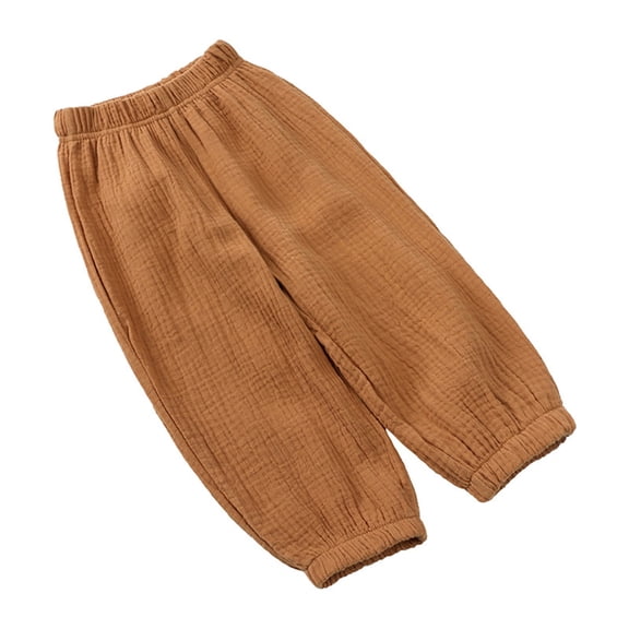 Ruyang Toddler Boy Girl Linen Pants, Boys Cotton Harem Pant Girls Gauze Muslin Loose Bloomers Baby Kids Basic Plain Solid Trousers