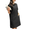 thumbnail image 6 of ZANZEA Women Short Sleeve Pocket Mini Dress Solid Color Vintage Straight Dresses, 6 of 8