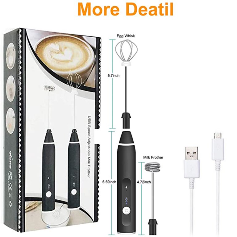 Milk Frother, USB Rechargeable 3 Speeds Mini Drink Mixer Electric Coffee  Frother Hand Held - Egg Beater, Mini Foamer 
