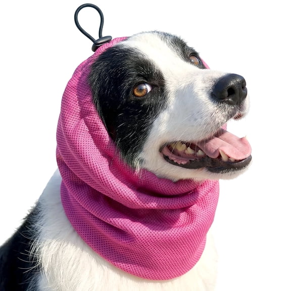 Amztom Dog Cooling Ear Muffs, Water-Retaining Ice Sense Fabric for Summer Heat Relief, Adjustable Breathable Ear Wrap for Outdoor Activities & Mealtime,Red,S