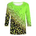 thumbnail image 4 of Hauts et Chemisiers d'Été pour Femmes 2023 T-shirt Ample Imprimé Mode pour Femmes Blouse à Manches 3/4 Col Rond Hauts Décontractés Hauts pour Femmes Grande Taille en Liquidation, 4 of 4