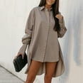 thumbnail image 2 of Scyoekwg Womens Long Sleeve Tops Fall Shirts Turndown Collar Shirts Autumn Tunic Tops Solid Color Casual Loose Fit Fashion 2025 Long Sleeves Blouses Lightweight Khaki L, 2 of 9