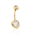 thumbnail image 4 of Belly Button Rings 14k Yellow Gold Navel Rings Simulated Diamond Bezel Set Rounded Bevel Stud Body Piercing, 4 of 6