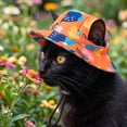 thumbnail image 6 of Pet Sun Hat with Ear Holes Adjustable Chin Strap Breathable Outdoor Headwear for Cats and Small Dogs Summer Travel 16.5 Inch, 6 of 6