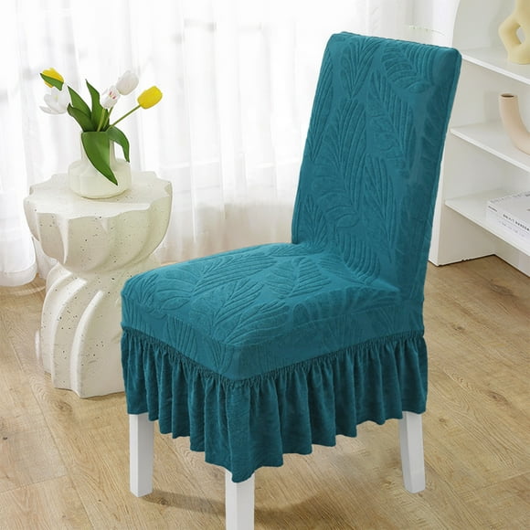VBXOAE Universal Suit Elastic Chair Cover with Exquisite Leaf Pattern and Pleated Fringe for Four Season Household Use Modern Non Slip Ash Proof Skirt Design for Comfortable Seating