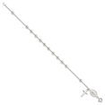 thumbnail image 2 of Sterling Silver Bracelet with station Cable Women's 4 mm 7.5 in Beaded Polished Rosary, 2 of 4