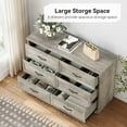thumbnail image 6 of Litake Dresser for Bedroom with 6 Drawers, Wood Drawer Dresser Chest of Drawers for Closet, Living Room, Hallway, Nursery, Kids Bedroom, Light Grey, 6 of 9