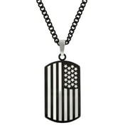 Jewelry Men's Stainless Steel American Flag Dog Tag, 24
