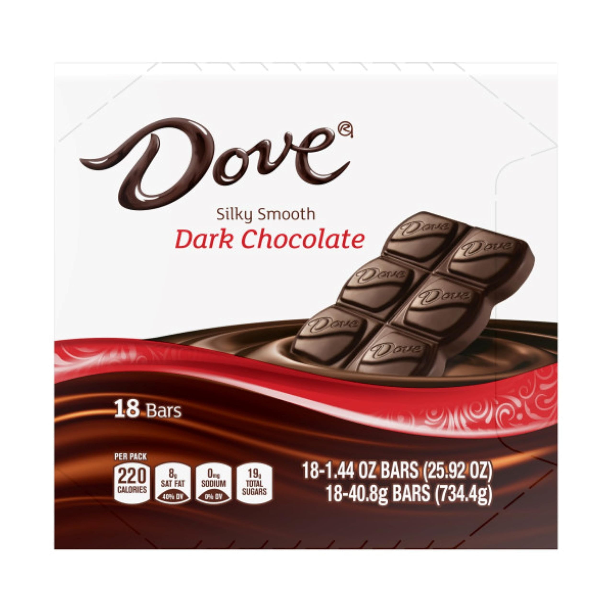 Dove Silk Smooth Dark Chocolate Bars, 1.44 Oz., 18 Count