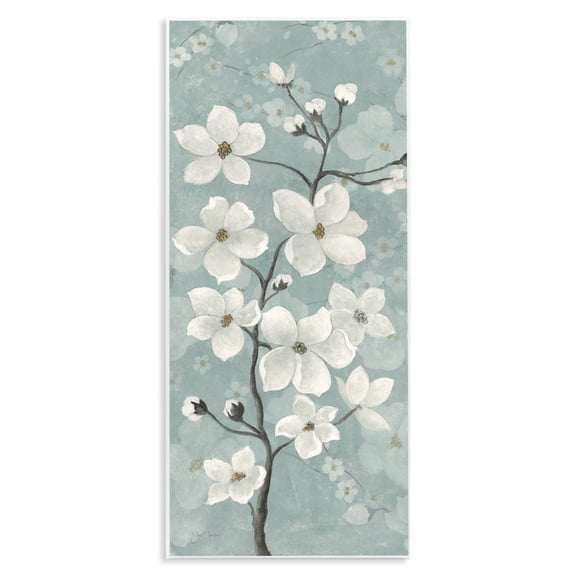 Stupell Industries Apple Blossom on Green Floral Painting Unframed Art Print Wall Art, 7 x 17