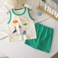 thumbnail image 2 of KPOPLK Baby Boys' Summer Outfit Set Short Sleeve Crewneck T Shirt and Casual Elastic Shorts(Green,3-6 Months), 2 of 5