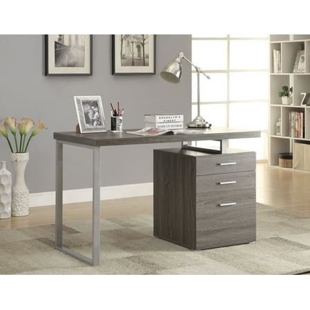 Contemporary Office Computer Writing Desk File Cabinet Reversible