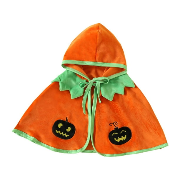 Poncho con capucha de calabaza para niños, capa, disfraz de Halloween, chal Naranja