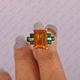 thumbnail image 4 of Flawless Baguette Cut Ring, Citrine & Emerald Gemstone Ring, Princess Emerald Ring, 925 Sterling Silver Ring, Party Wear Ring., 4 of 4