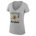 thumbnail image 2 of Women's G-III 4Her by Carl Banks Heather Gray Boston Bruins Super-Slim Fit Lightweight Collage Team Graphic T-Shirt, 2 of 3