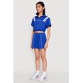 thumbnail image 4 of Womens Contrast Piping Varsity Stripe Detail Crop Top, 4 of 5