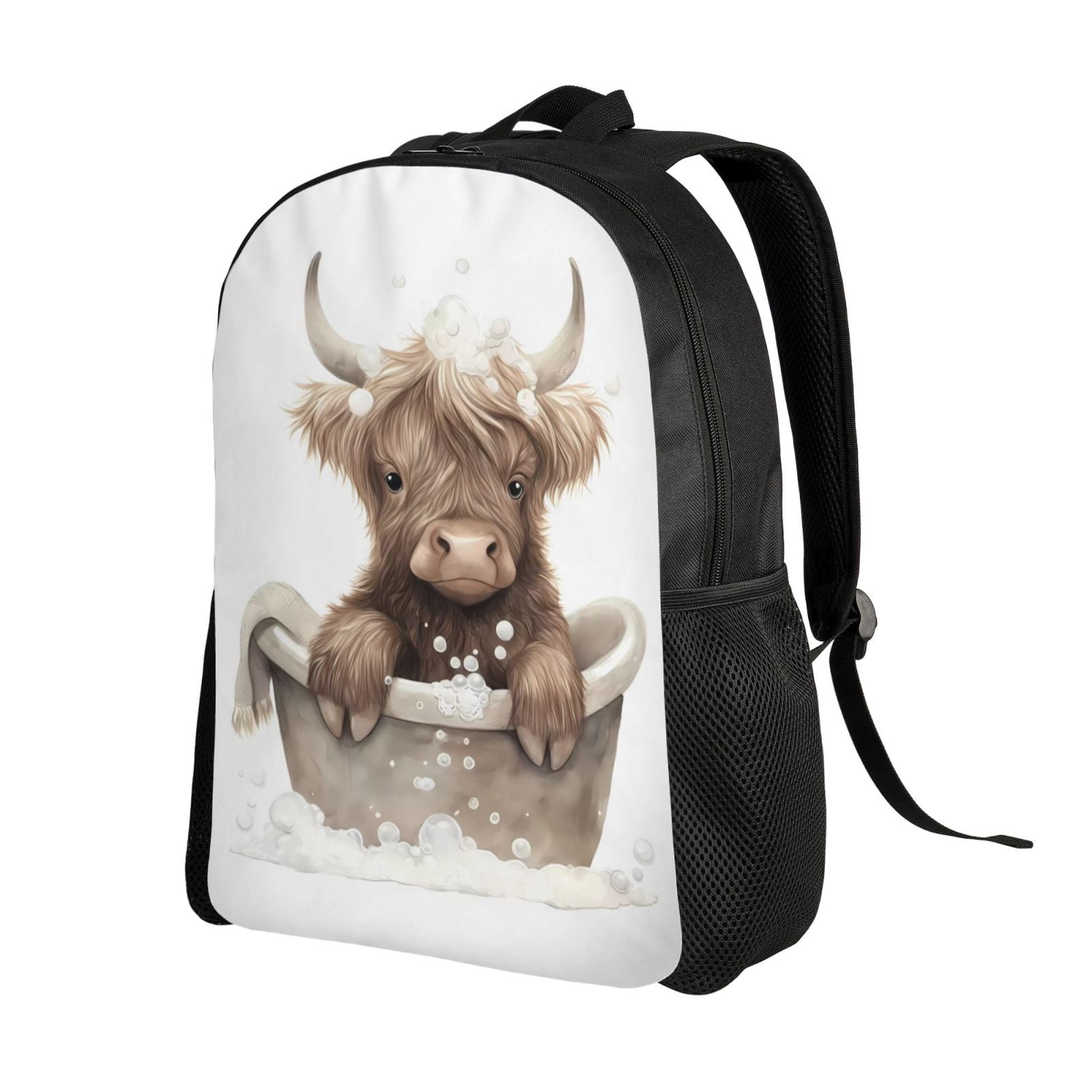 Horeoi Cute Cow Bath Print Waterproof 600D Oxford Laptop Backpack for School Travel Work - Lightweight Durable Bag with Adjustable Straps