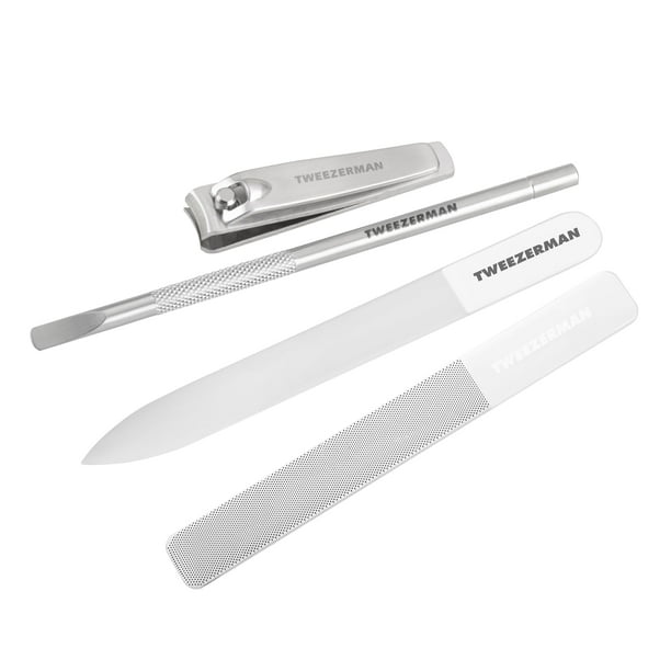 Set de manicura Tweezerman Glass con cortauñas, lima y pulidor