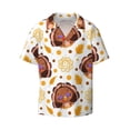 thumbnail image 4 of Uemuo Fall Turkey Pattern Cotton Linen Short Sleeve Shirts,Casual Lightweight Button Down Shirts,Vacation Beach Summer Tops-Small, 4 of 7