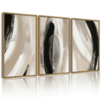 SHENIFY Abstract Wall Art 16x24in3pcs Natural Framed Ink Wash Shapes Abstract Illustrations Modern Minimalist Painting Decorative Artwork for Living Room Bedroom