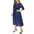thumbnail image 3 of Eternatastic Womens Scooped Neckline Floral lace Top Plus Size Cocktail Party Midi Dress XXL Deep Blue, 3 of 5