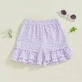thumbnail image 5 of Nygoyerh Toddler Girls Plaid Shorts Ruffled Hem Elastic Waist Wide Leg Short Pants Infant Clothing for Summer 9M 12M 18M 2T 3T, 5 of 7