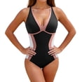 thumbnail image 2 of Ladies Bathing Suits New Women's Color Block Swimsuit Figure-Flattering Abdomen-Smoothing Shapewear Bathing Suit Style B-9 Pinky M, 2 of 8