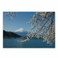 thumbnail image 1 of Mountain Cutting Board, Japan Heritage Mountain with Lake and Cherry Blossoms Scenery Photo, Decorative Tempered Glass Cutting and Serving Board, in 3 Sizes, by Ambesonne, 1 of 2