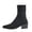 Black, variant on Women's Sock Boots Knit Mesh Pointed Toe Chunky Heel Martin Style Ankle Boots