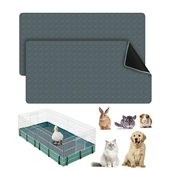 Bissap 2 Packs Guinea Pig Cage Liners, 47''X24'' Washable Guinea Pig Pee Pads Non Slip Reusable Fast and Super Absorbent Bedding for Small Anima