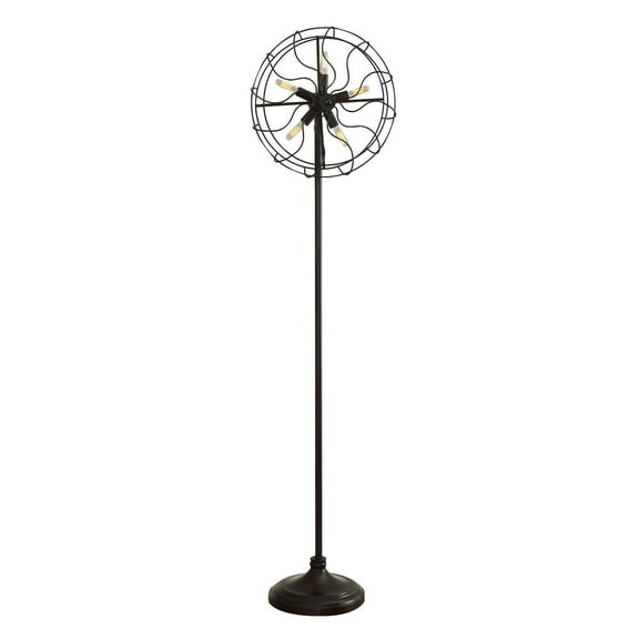 Quinn 63 Inch Accent Floor Lamp, Vintage Fan Design, Antique Bronze Finish