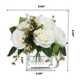 thumbnail image 3 of Enova Home 9 Heads Artificial Silk Rose Flowers in Clear Cube Glass Vase with Faux Water (White), 3 of 4
