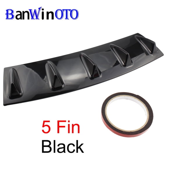 Shark Fin Style Chassis Spoiler Diffuser 3 5 Fins Rear Back Bumper Lip Splitter Black ABS Plastic for Universal Car DPQ001