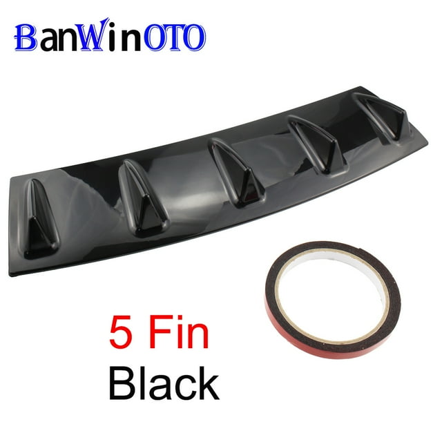 Shark Fin Style Chassis Spoiler Diffuser 3 5 Fins Rear Back Bumper Lip Splitter Black ABS Plastic for Universal Car DPQ001