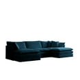 thumbnail image 4 of Llinc Store Chenille 3-Seater Modular Sofa with Footrest, 3 Seater L-Shaped Daybed Sectional Couch with 2 Ottoman, Day Bed for Living Room, Blue, 4 of 9