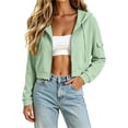 thumbnail image 3 of Bovxnpu Womens Zip Up Hoodies Oversized Sweatshirts Hooded Drawstring Long Sleeve Sweatshirt Zipper Pocket Casual Coat Fall Outfits, 3 of 9
