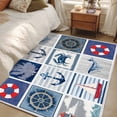 thumbnail image 3 of Area Rug 48×72in, Nautical Anchor Swim Rings Compass Floor Carpet Living Room Rug, Retro Ocean Starfish Whale Non-Slip Welcome Mat Indoor Rugs for Bedroom Dining Room, 3 of 9