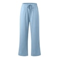 thumbnail image 7 of ZHOGXU Casual Wide Leg Drawstring Pants Womens With Elastic Waist Loose Straight Trousers Solid Color Sport Sweatpants Classic Style, 7 of 7