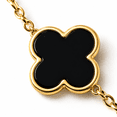 thumbnail image 3 of 14K Gold Plated Clover Bracelets for Women - Flower Four Leaf Clover Bracelet-Onyx Gemstone Lucky Flower Design - Adjustable, 3 of 4