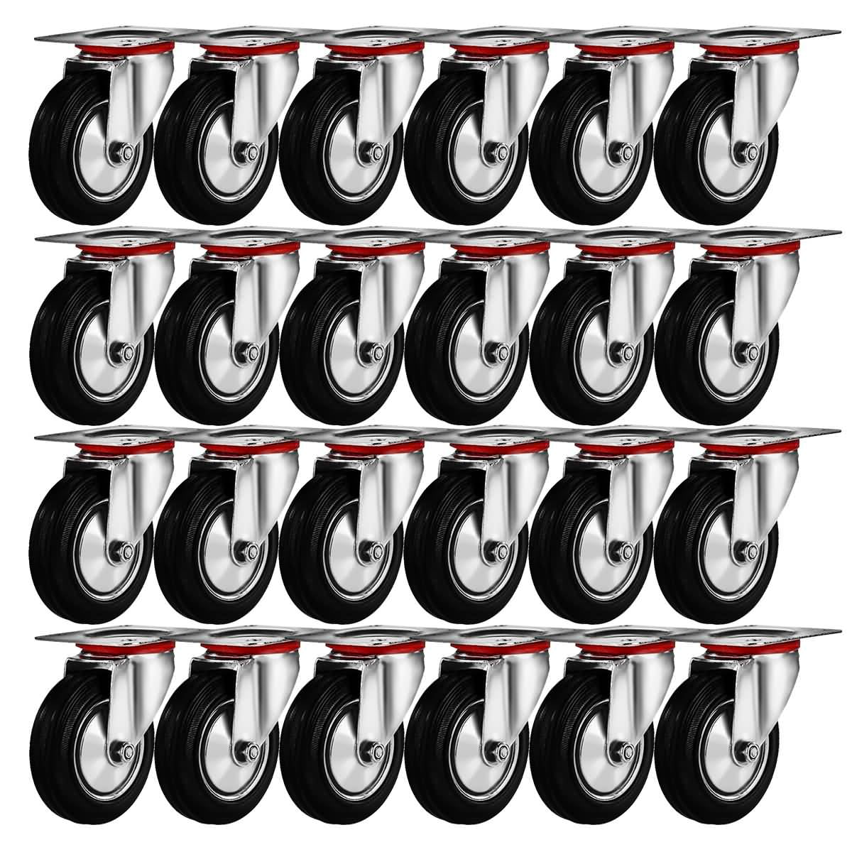 50 pack swivel caster wheels 3" rubber base with top plate & bearing heavy duty 