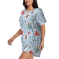 thumbnail image 2 of Wukai Sea Turtle Women's Pajama Set,Short-Sleeve Top and Shorts with Elastic Waistband and Pockets for Loungewear, Yoga, and Casual Wear-Medium, 2 of 8