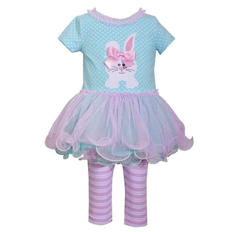 Bonnie Jean Easter Baby Girls Appliqued Skirt Dress and Legging Set 3 6 Months Aqua