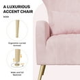 thumbnail image 6 of Hawsaiy Velvet Wingback Accent Chair with Golden Legs and Lumbar Pillow, High Back Upholstered Armchair for Living Room or Bedroom, Pink, 6 of 7