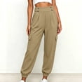 thumbnail image 2 of Levmjia Women's High Waisted Cargo Pants, Solid Color Utility Joggers with Button Detail, Loose Fit Elastic Cuff Ankle Pants for Casual Workout, 2 of 8