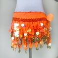 thumbnail image 3 of Luowei Women's Carnival Sequin Tassel Waist Chain Hip Scarf Performance Belt Waist Cover, Orange, One Size, 3 of 3