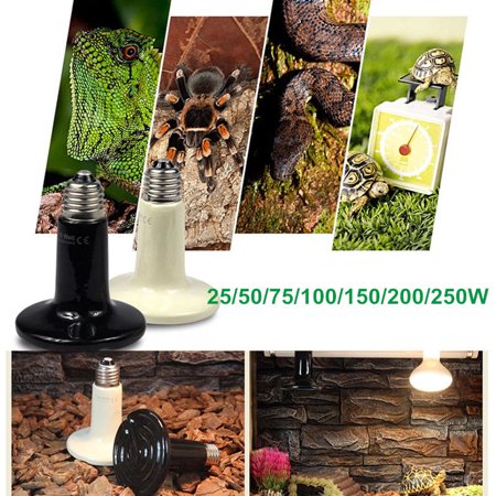 75W Infrared Ceramic Heat Emitter Lamp Bulb for Reptile Pet Brooder Black 220V/110V